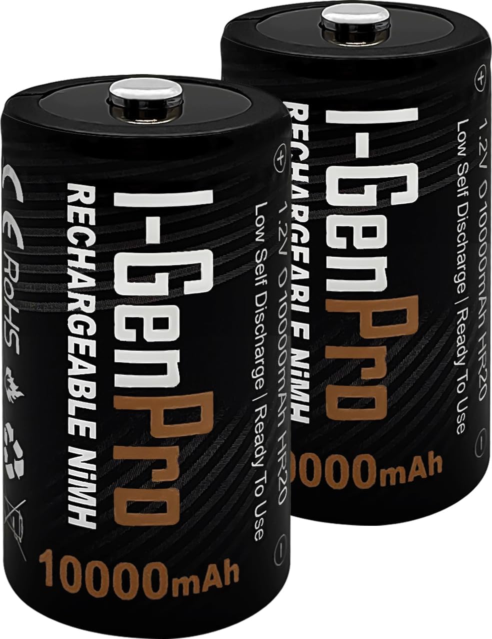 I-Gen Batteries Pro HR20 D Büyük Boy 10.000 mAh 1.2 V Ni-Mh Şarj Edilebilir D Boy Pil (D Boy, Adet, 2)