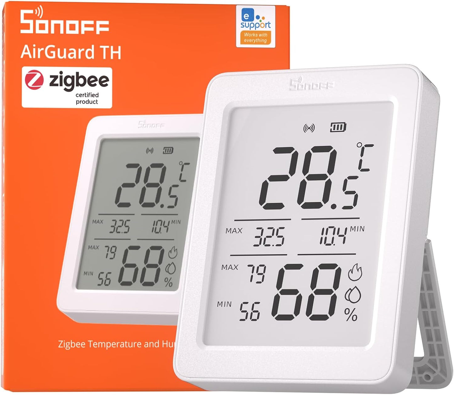 SONOFF AirGuard TH, iç mekanlar için akıllı Zigbee sıcaklık ve nem sensörü, 3,6 inç LCD ekran, grafiklerle uygulama izleme, bildirim uyarıları, veri aktarımı, uzaktan gösterge