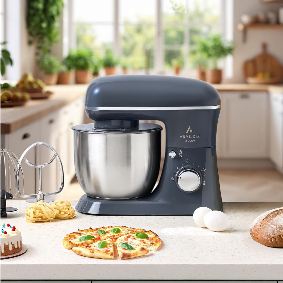 Aryıldız Power Chef Stand Mikser Hamur Makinesi Antrasit Renkli