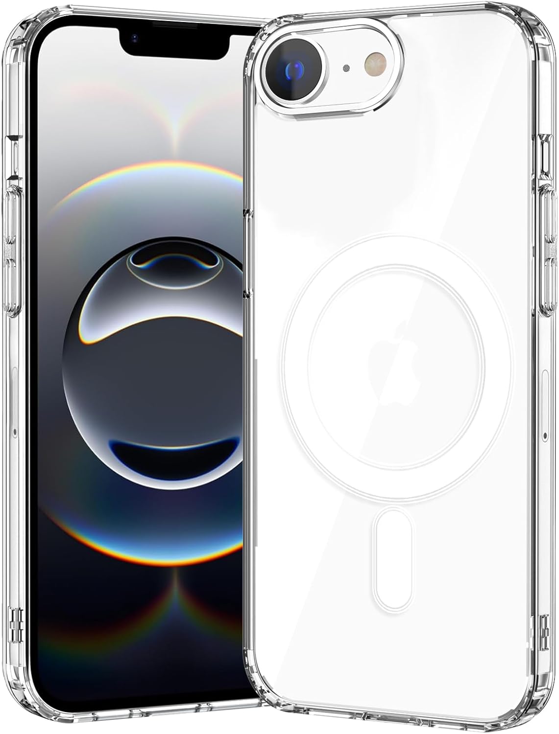 Apple iPhone 17E ve 16E Kılıf 6.1" MagSafe ile Uyumlu, Ultra Berrak Cep Telefon Kılıfı, Sert PC Arka Yüzey, TPU Yastıklı Köşe Korumalı Kapak, Güçlü Manyetikli Phone Case - Şeffaf