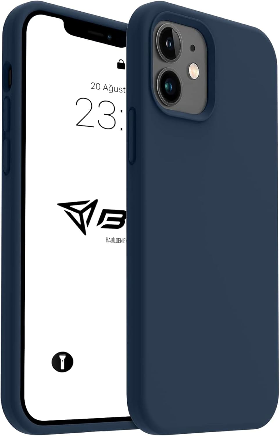 iPhone Kılıf İnce Sıvı Silikon 3 Katmanlı Tam Kaplamalı Yumuşak Jel Kauçuk Kılıf Kapak (Açık Lacivert, iPhone 11)