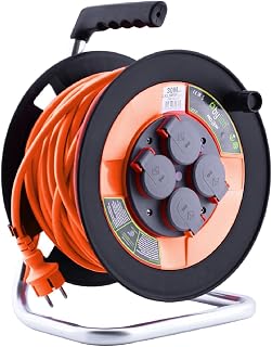 Bylion IP44 Plastik Makaralı Kapaklı 4 Prizli Uzatma Kablosu 3x2.5 mm 30 Metre CCA Kablo