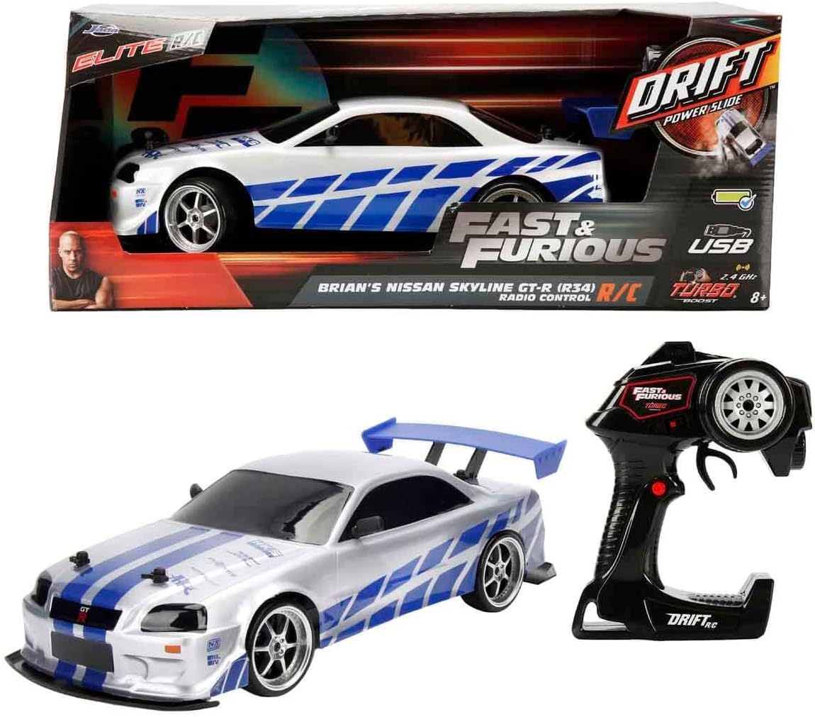 1:10 Fast & Furious Brian’s Nissan Skyline GT-R (R34) USB Şarjlı Uzaktan Kumandalı Drift Araba