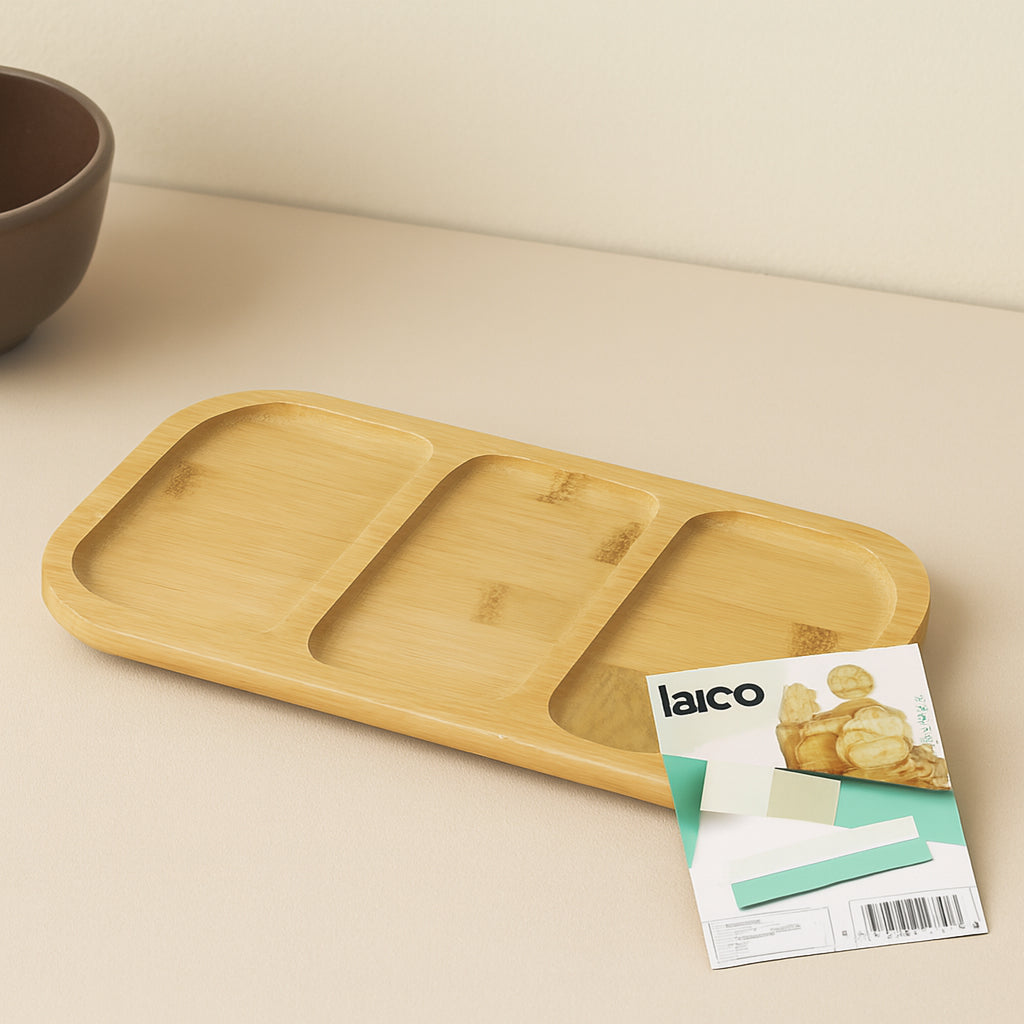 Bambu 3 Bölmeli Sunum Tepsisi 25x14 cm