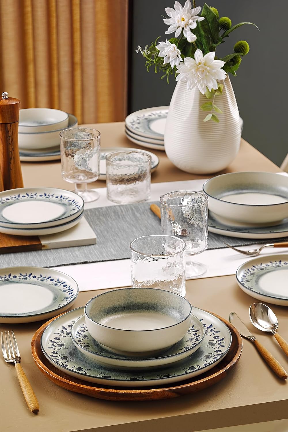 Kütahya Porselen Indigo Bloom 24 Parça 6 Kişilik Yemek Takımı