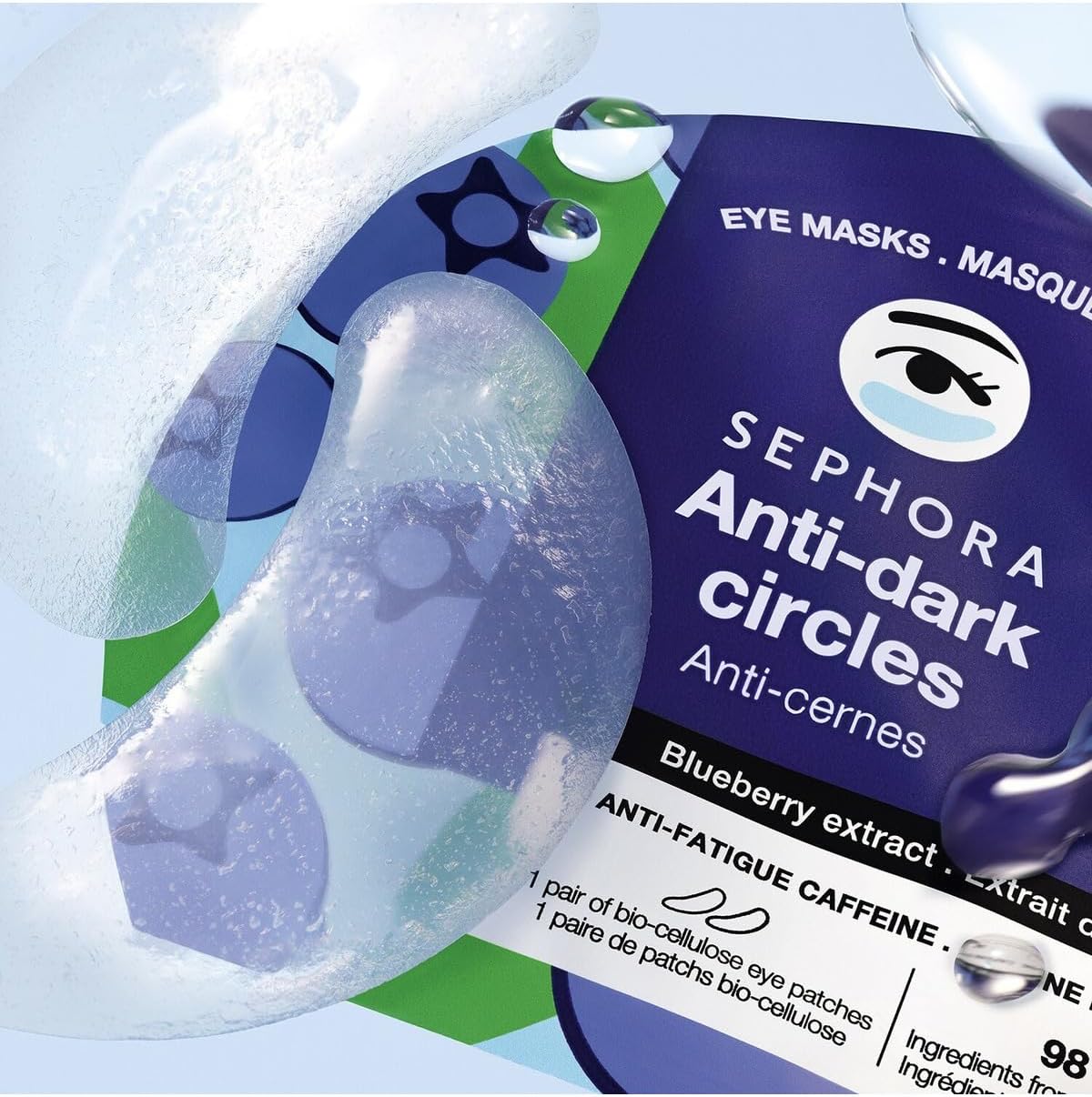 Sephora Yorgunluk Önleyici Göz Maskesi (Yaban Mersini) 1 Çift - Biyoselüloz Maskeler