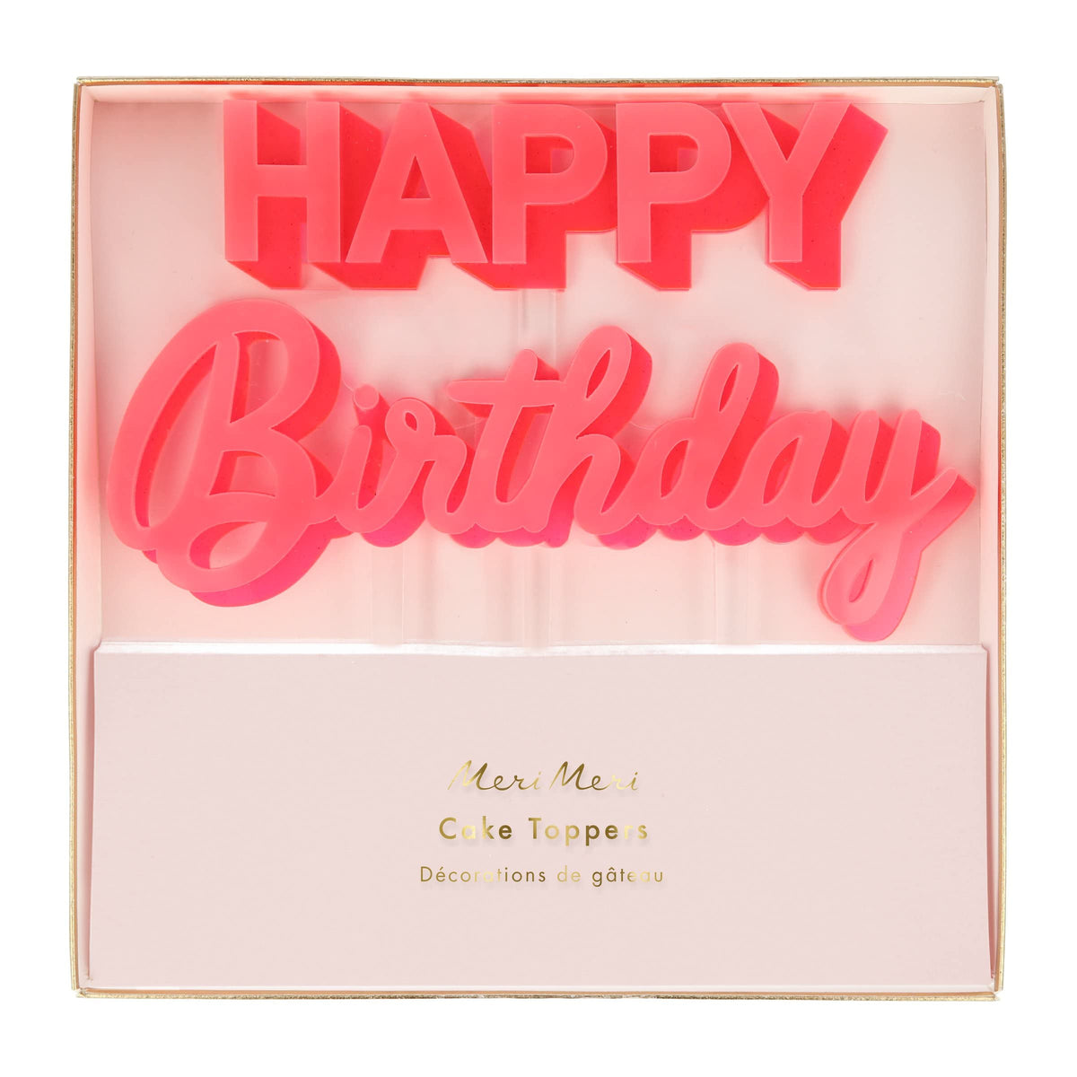 Meri Meri Happy Birthday Pembe Akrilik Pasta Süsü