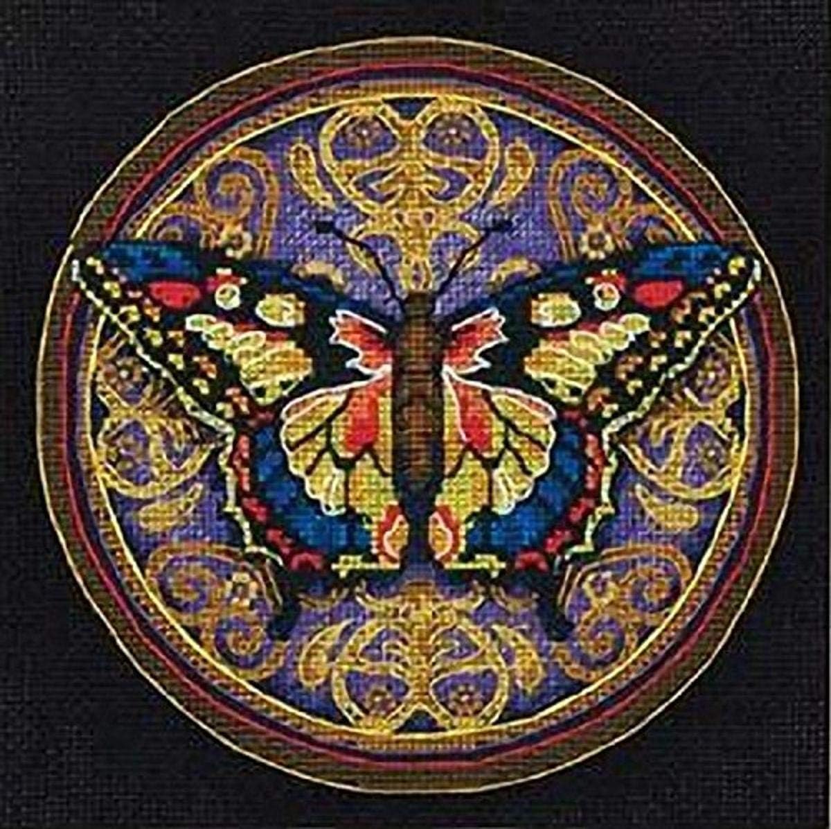 Dimensions Gold Collection Süslü Kelebek Gelişmiş Sayılmış Kanaviçe Kiti, 15,24 cm x 15,24 cm, Kodlu İplik sıralayıcı, 18 Adet