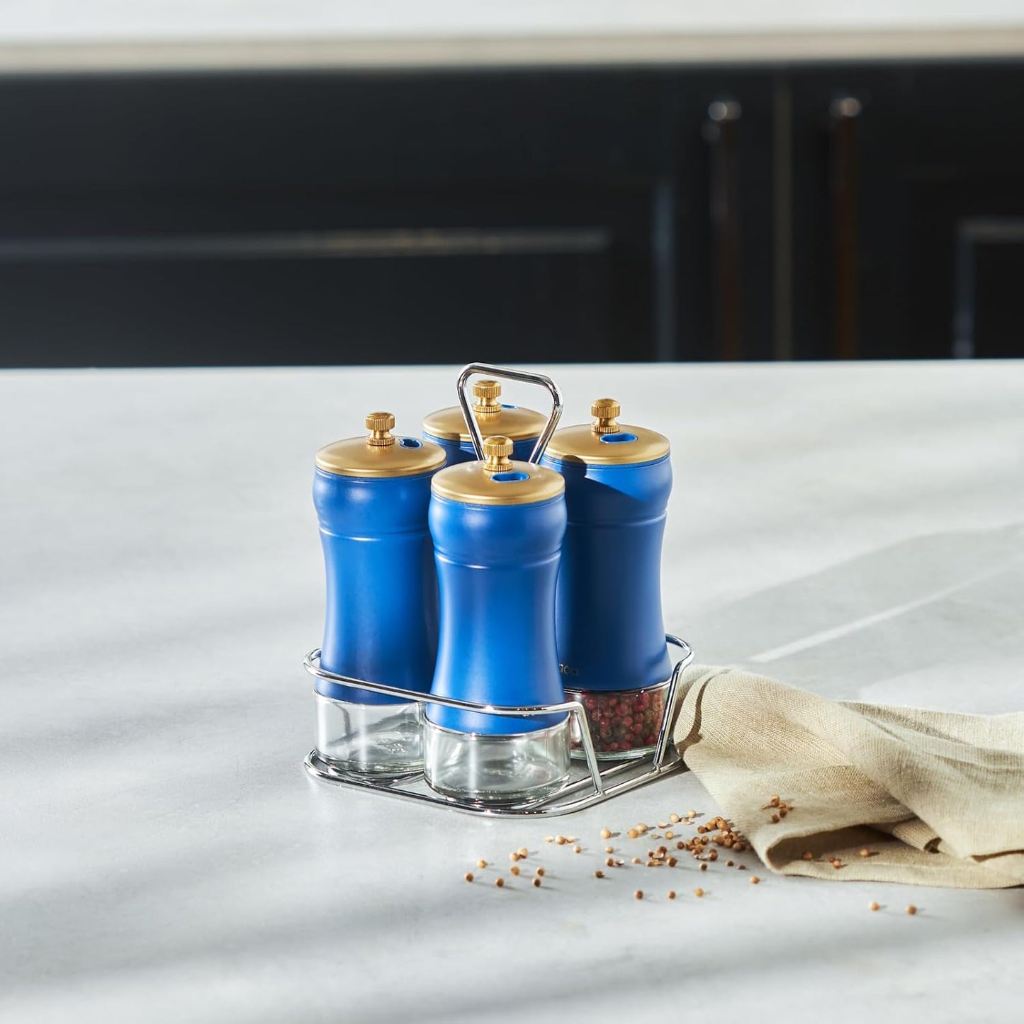 Blue 5 Parça Cam Baharat Takımı