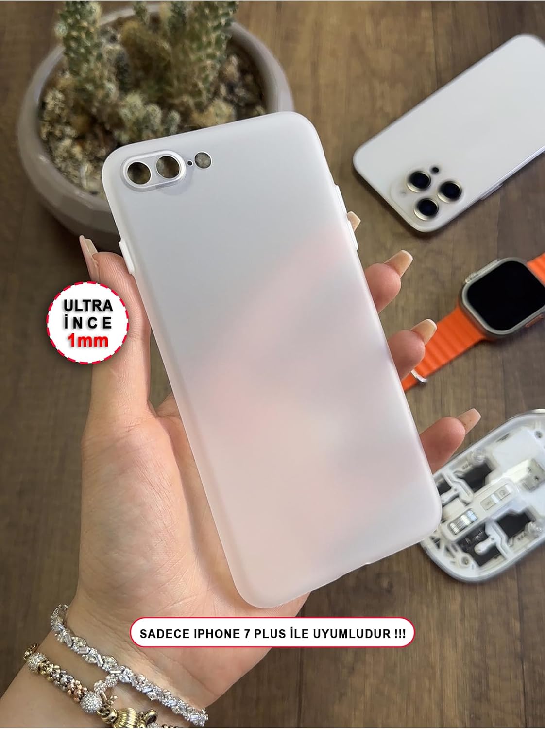 Süper İnce Mat Ultra Thin Silikon Kılıf Şeffaf iPhone 7 Plus ile uyumlu