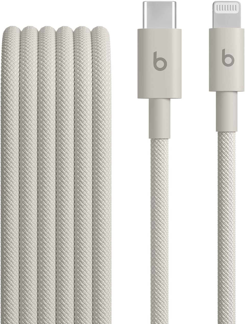 USB-C'den Lightning'e Örgülü Kablo, Hızlı Şarj, Dayanıklı/Dolanmayan, Lightning Girişli Aygıtları İçin Uyumlu Şarj Kablosu (1,5 m) – Granit Beji