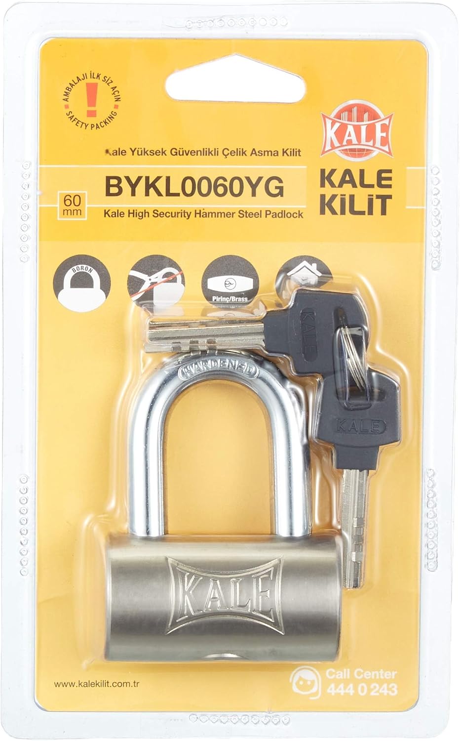 Yüksek Güvenlikli Çelik Asma Kilit 60MM Blisterli
