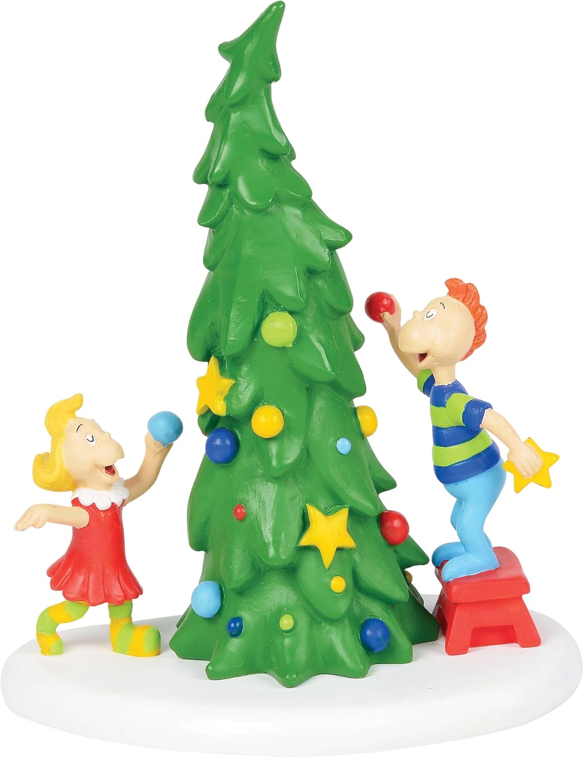 Department 56 Dr. Seuss The Grinch Village Accessories Whoville Noel Ağacı Figürü, 10 cm, Çok Renkli