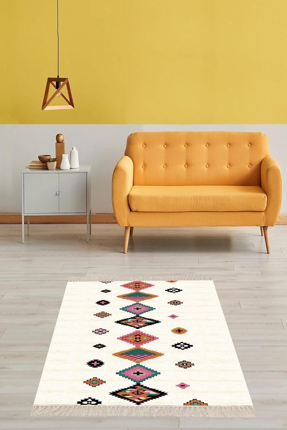 On The Clouds Kilim Desenli Etnik Dijital Baskı Yıkanabilir Kaymaz Taban Modern Salon Halı ve Yolluk TYC00696227048, 160 x 300