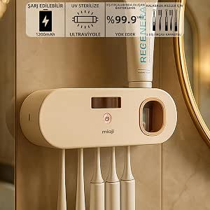 Mioji UV5F 1200mAh Şarj Edilebilir UV Sterilizatörü Otomatik Diş Fırçası Tutucusu
