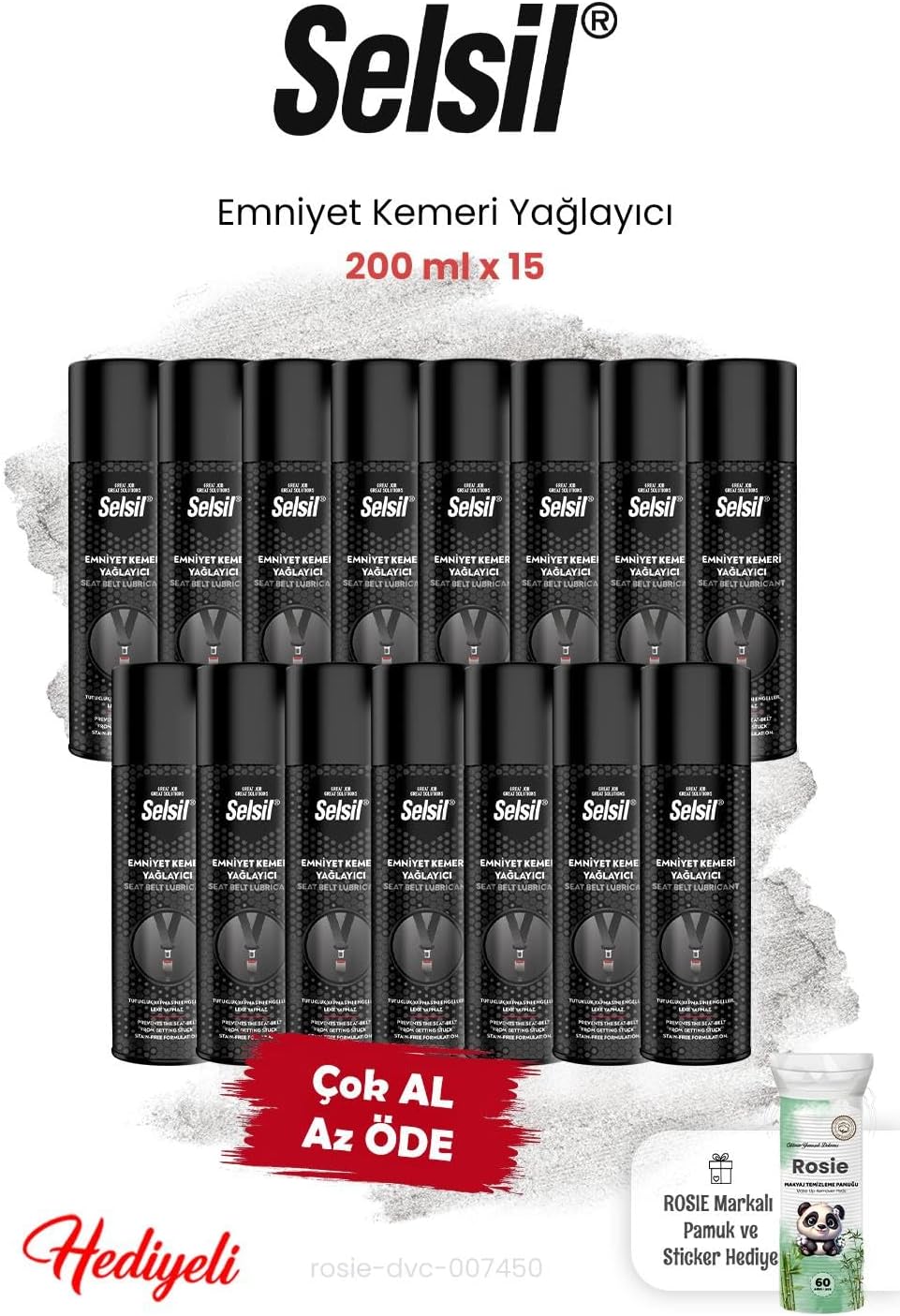 Selsil 200 ml 15'li Emniyet Kemeri Yağlayıcı ve ROSIE