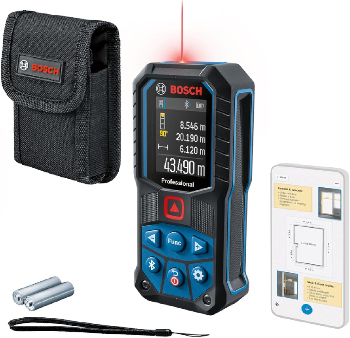 Bosch Professional GLM 50-27 C Lazerli Uzaklık Ölçer (50m Ölçme Alanı, 4 sn. Ölçme Süresi, 2 x AA Pil, IP 65 Toza Karşı Koruma Sistemi, Kırmızı Lazer, Taşıma Kayışı, Koruma Çantası)