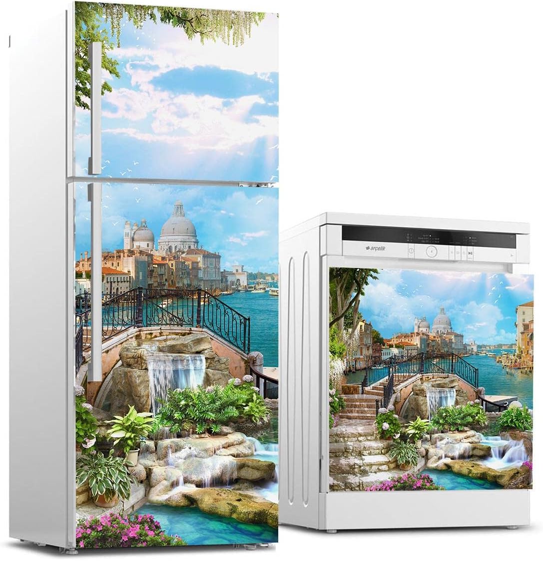 Buzdolabı ve Bulaşık Makinası Beyaz Eşya Sticker Kaplama Venedik Kolaj