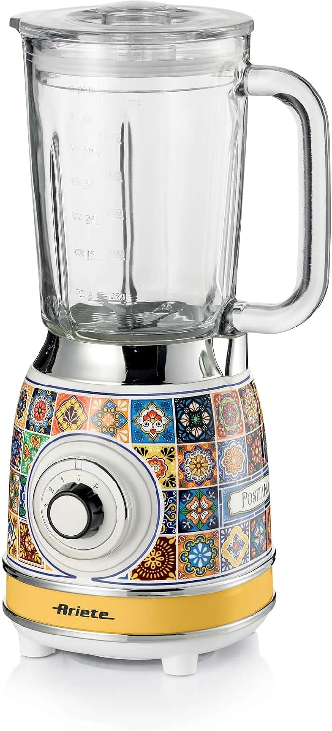 Ariete Positano Cam Blender 0583/0P - 1000 Watt, 1,5 Litre Kapasiteli Cam Sürahi, Buz Kırma Fonksiyonu, 4 Paslanmaz Çelik Bıçak, Ani Parçalama Fonksiyonu