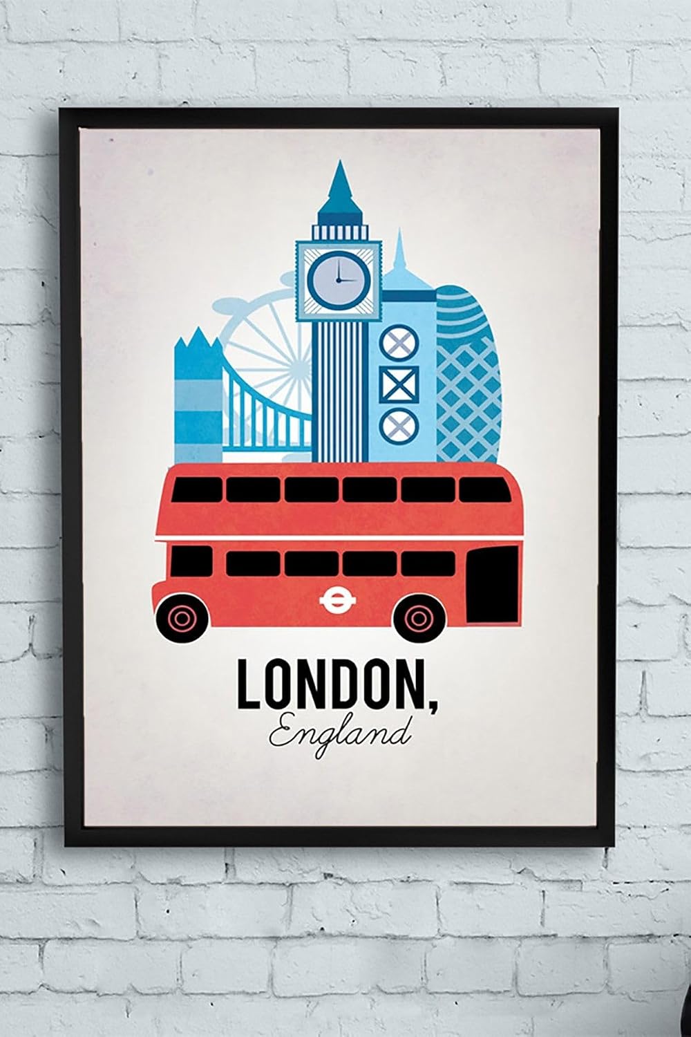 Postermanya (pster12013) Londra Vintage Manzara Çerçeveli Tablo 2 (40x50cm)