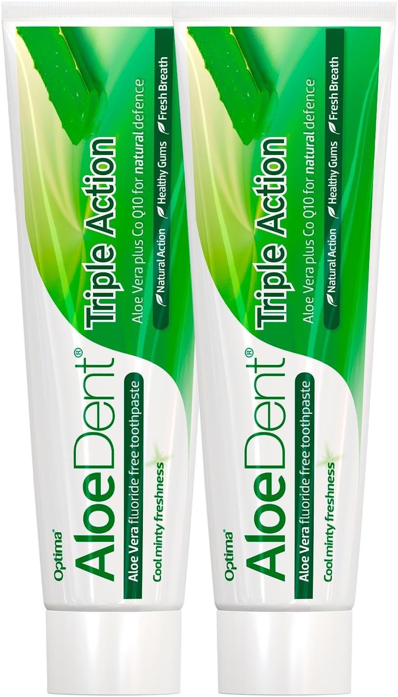 Aloe Vera ile 3 Etkili Diş Macunu Florür ve SLS İçermeyen Doğal Beyazlık, 100 ml x 2 Adet