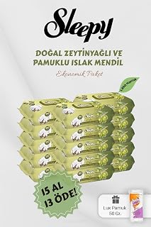 Sleepy 90' lı Zeytinyağlı Pamuklu Bebek Mendili 15 AL 13 Öde Hediyeli