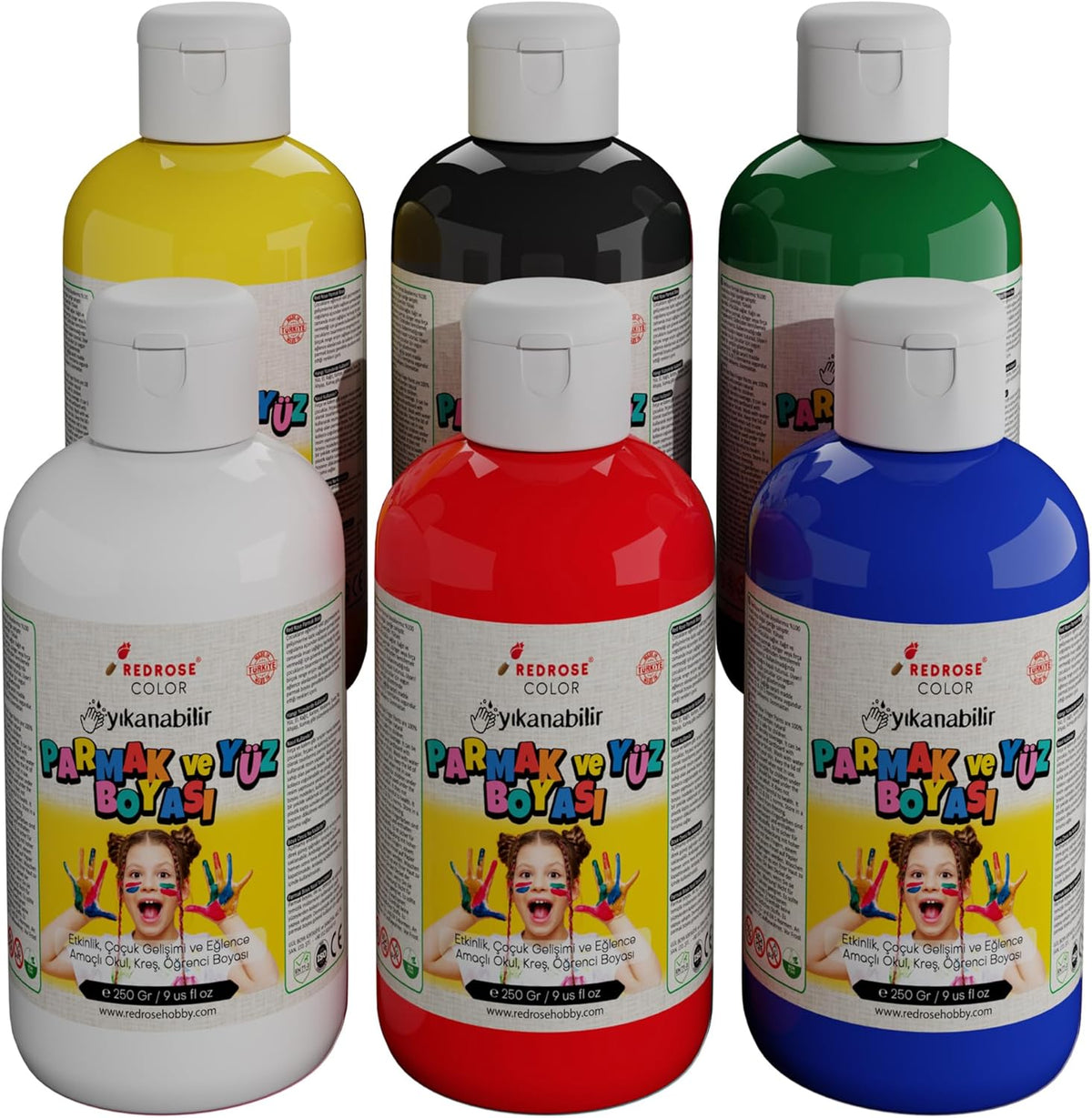Ana Renkler Parmak Boyası 6'lı Set 6x250gr