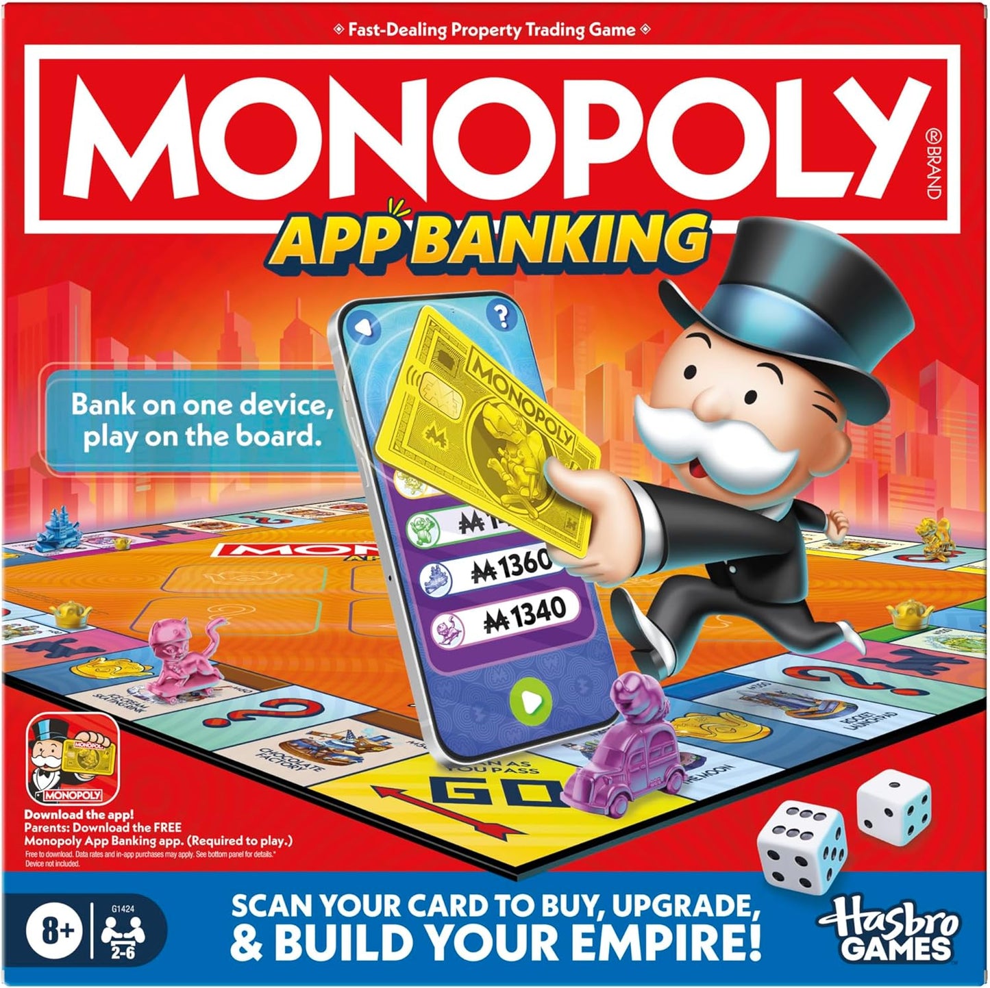 Monopoly App Bankacılık Masa Oyunu | Uygulama Etkin Oyun | Akıllı Cihazlara Bağlantılar | 8+ Yaş | 2 ila 6 Oyuncu | 45 Dakika | Çocuklar için Aile Oyunları | Noel Çorap Doldurucular