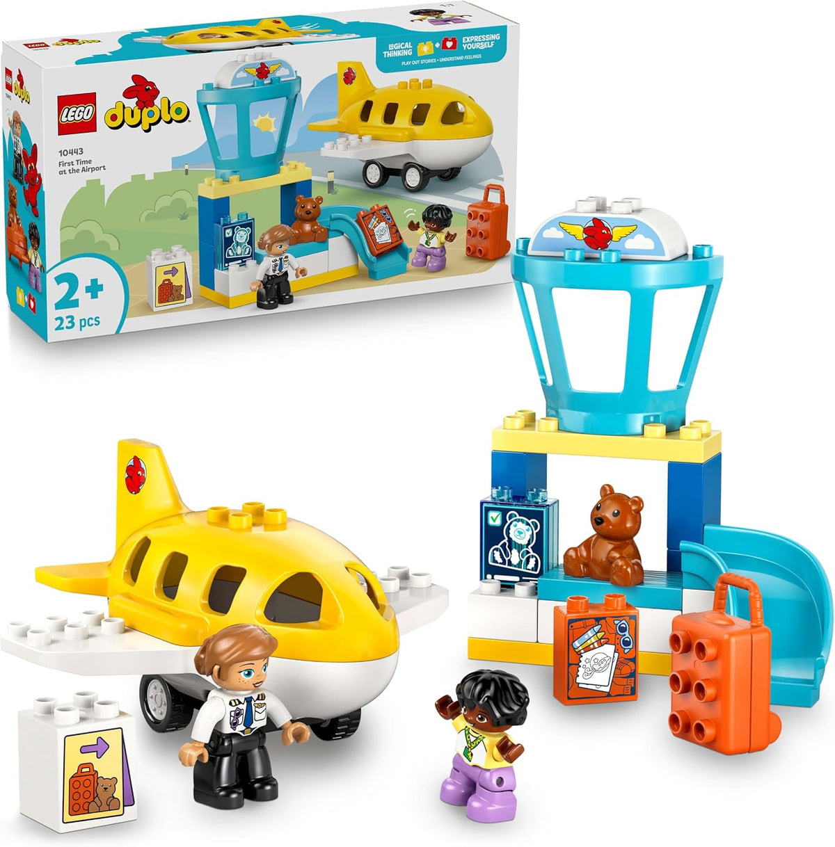 LEGO DUPLO Kasabası İlk Havaalanı Deneyimi 10443 – 2 Yaş ve Üzeri Pilotluğa İlgili Çocuklar için Uçak İçeren Hayal Gücü Geliştiren Oyuncak Yapım Seti, Doğum Günü Hediyesi (23 Parça)