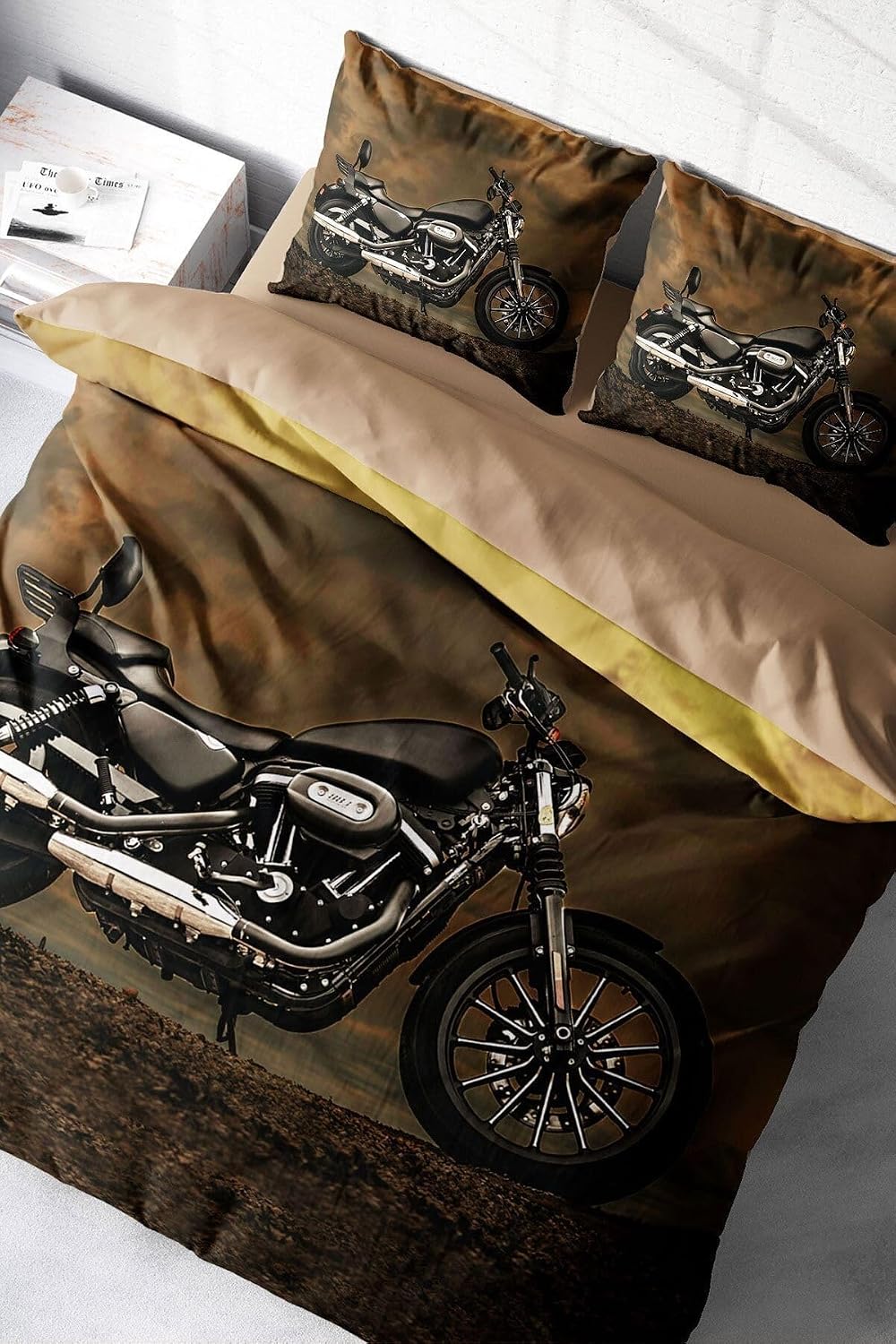 MONOHOME Motorcycles 3D Pamuk Saten Çift Kişilik Nevresim Takımı, monohome2254