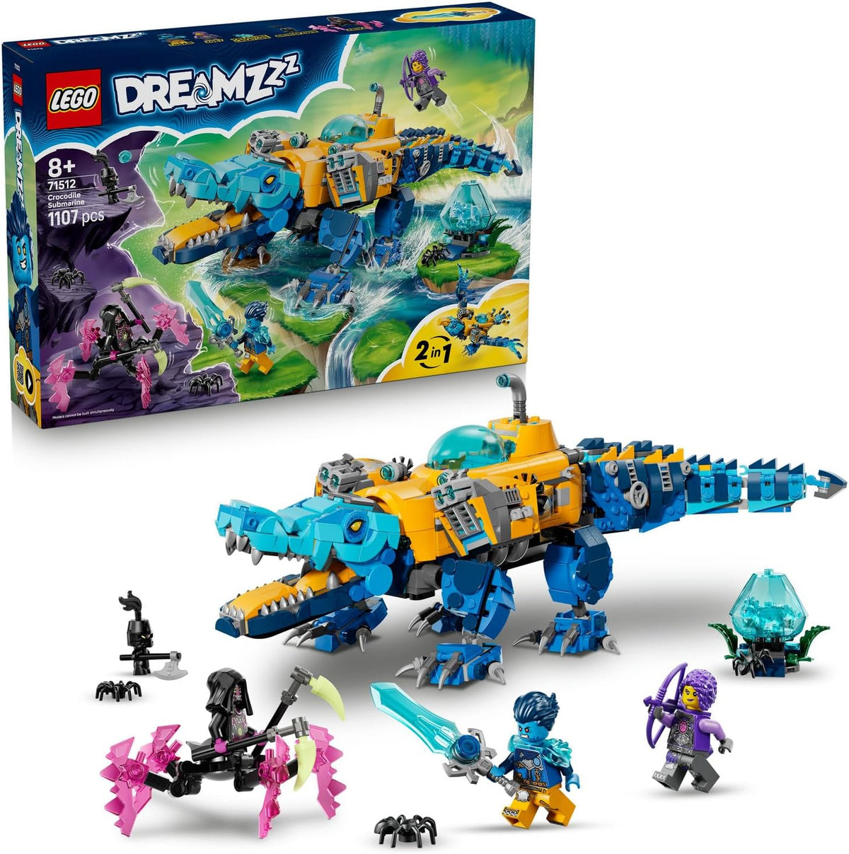 LEGO DREAMZzz Timsah Denizaltı 71512 – 8 Yaş ve Üzeri Çocuklar için Logan, Zoey, Arika Minifigürleri ve Grimspawn Figürü İçeren 2 İnşa Seçenekli Yaratıcı Oyuncak Yapım Seti, Hediye Fikri (1107 Parça)