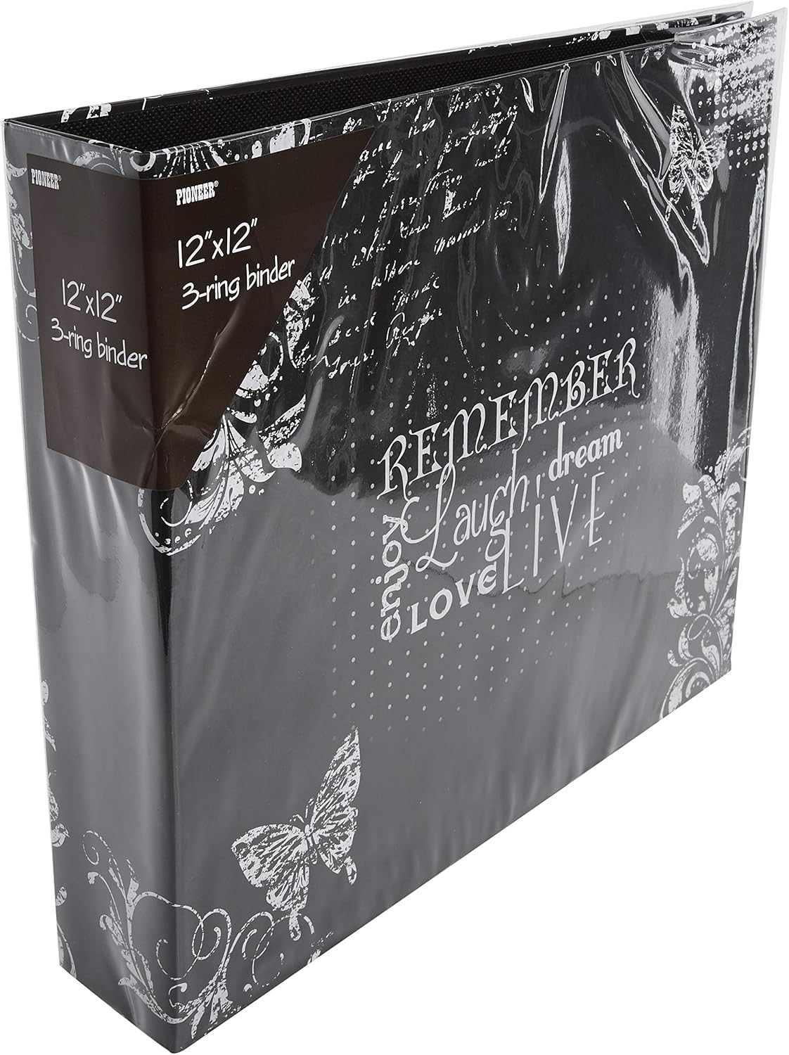Pioneer Photo Albums Fotoğraf Albümleri T-12CHLK/R 3 Halkalı Baskılı Kara Tahta Tasarım Cilt Hatırla Albümü, 30,48 x 30,48 cm, 30,48 x 30,48 cm