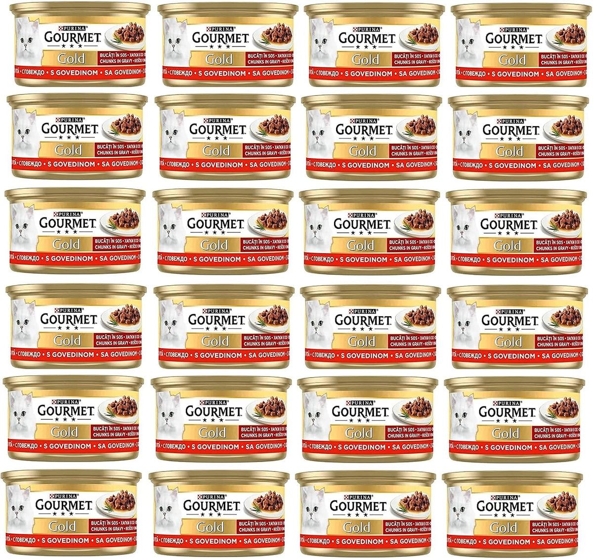 Gourmet Gold Parça Etli Sığır Etli Yaş Kedi Maması (24 x 85 gr)