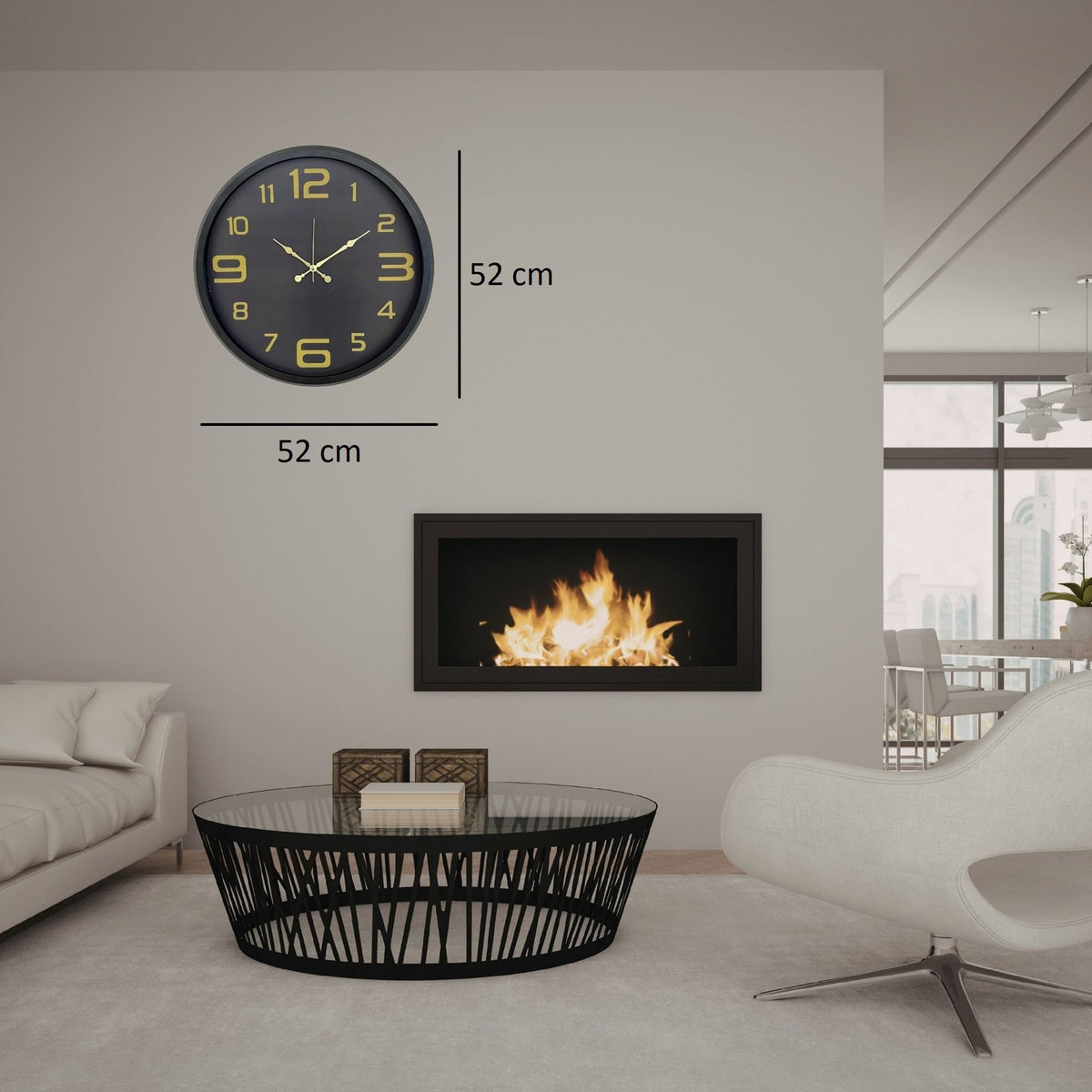 Siyah Gold Rakamlı 52 x 52 Cm Duvar Saati