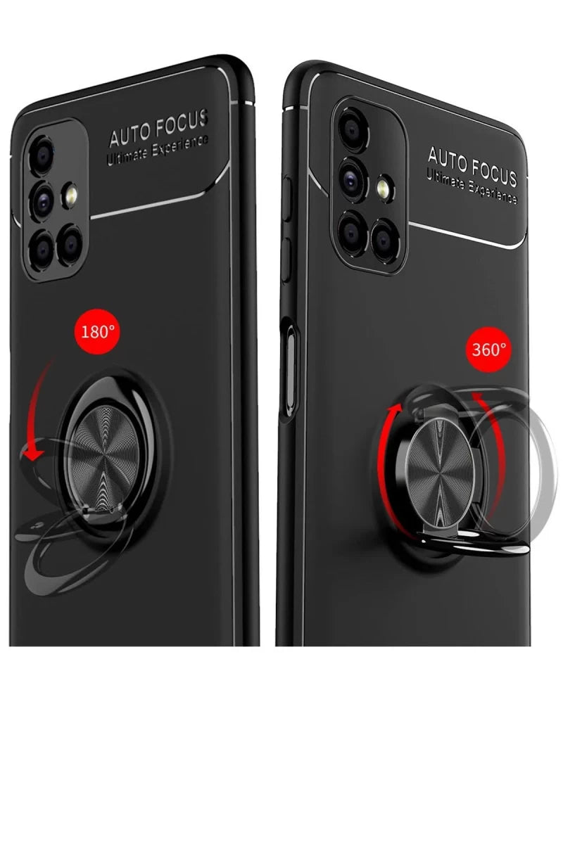 Samsung Galaxy M51 Kılıf Range Yüzüklü Silikon - Siyah-Mavi