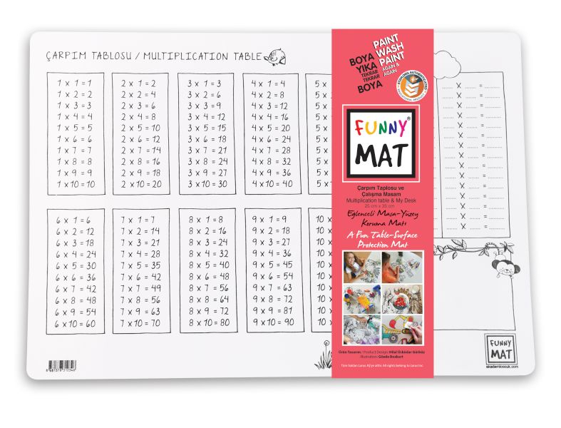 Funny Mat Çarpım Tablosu & Çalışma Masam 25X35Cm 2'Li Paket Beyaz Seri