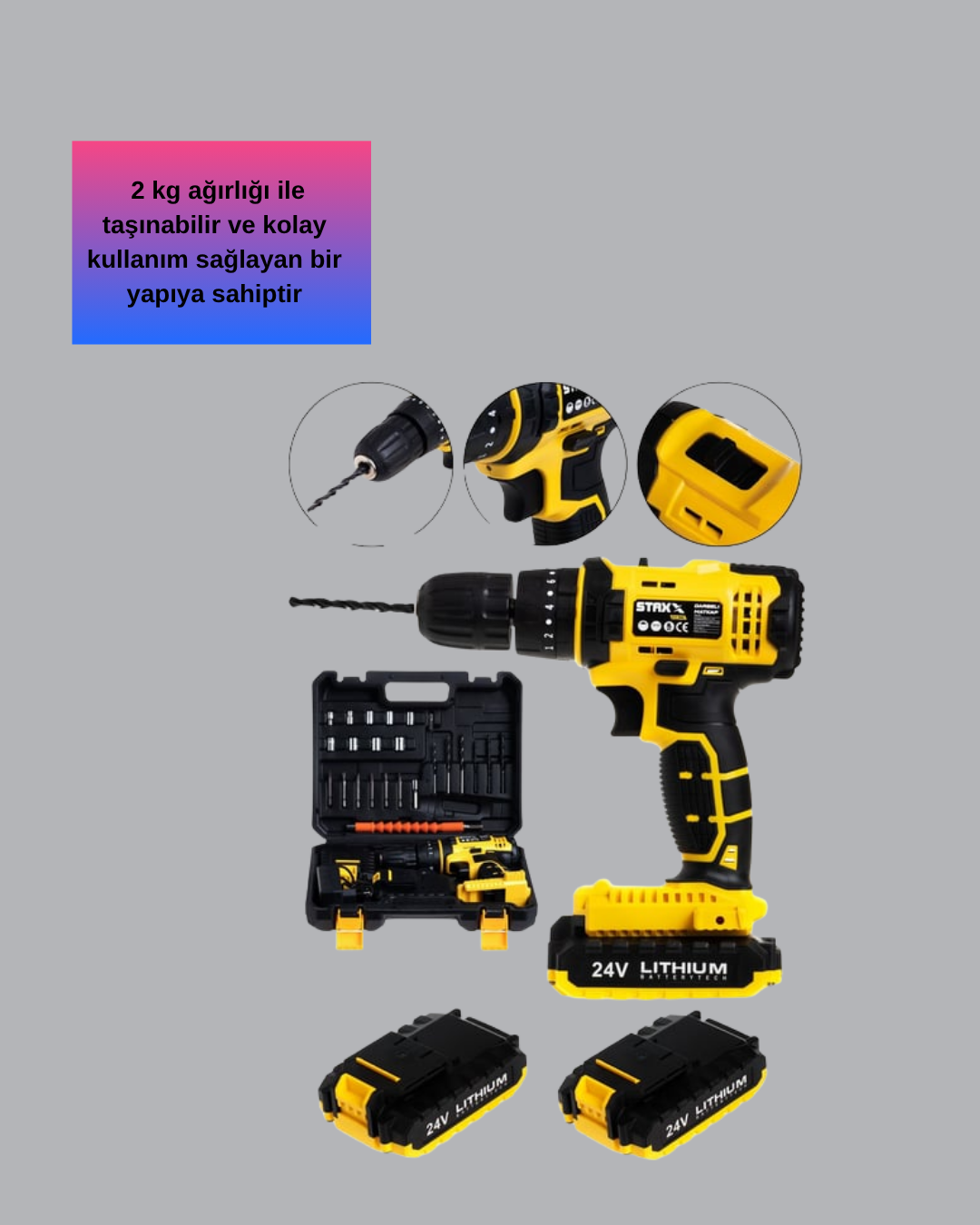 12V Akülü Matkap | 20-30 Nm Tork, Çift Hız Ayarı ve LED Işık