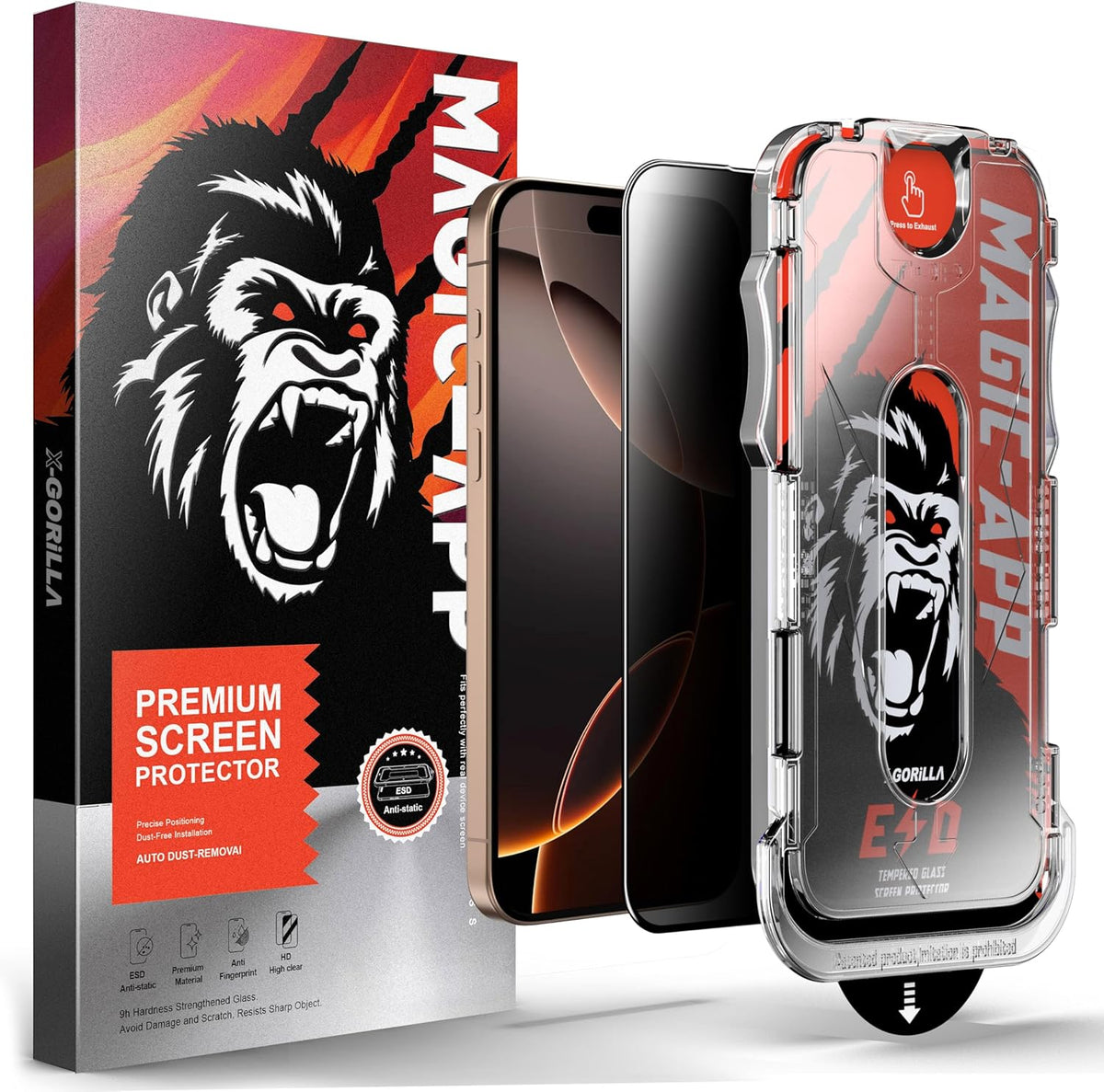 X-Gorilla iPhone 12/12 Pro Hayalet Ekran Koruyucu | Gizlilik Filtreli & 9H Kırılmaz | Tam Kaplama Tozsuz Uygulama