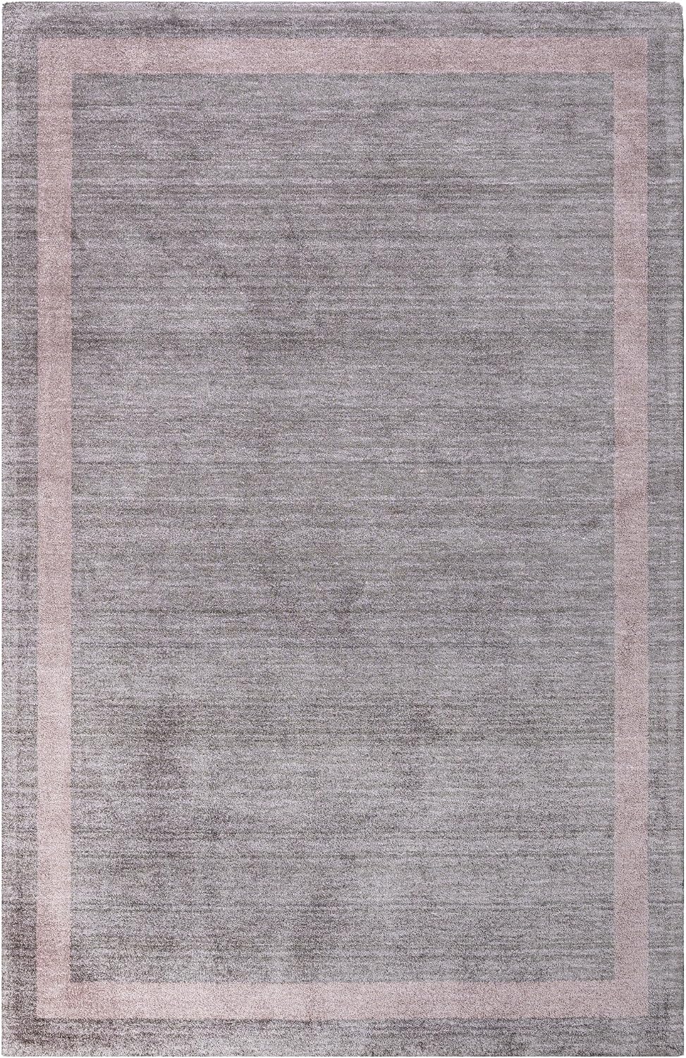 3S Gri Çerçeve Modern Geometrik Etnik Eskitme Desenli Boho Makinada Yıkanabilir Hafif Hav Toz Vermez Leke Tutmaz Kaymaz Taban Dijital Makine Baskı Halı Oturma Odası Salon Yolluk Koridor Mutfak Halısı