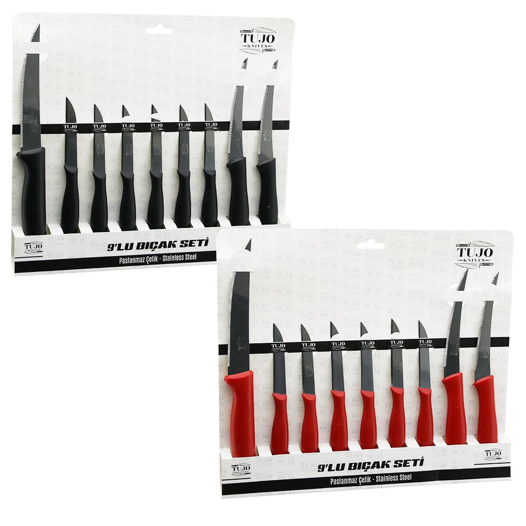 9PCS TIRTIRLI BIÇAK SETİ 1AD 24CM EKMEK 2AD 10CM SEBZE 6AD 6.5CM MEYVE (5643)