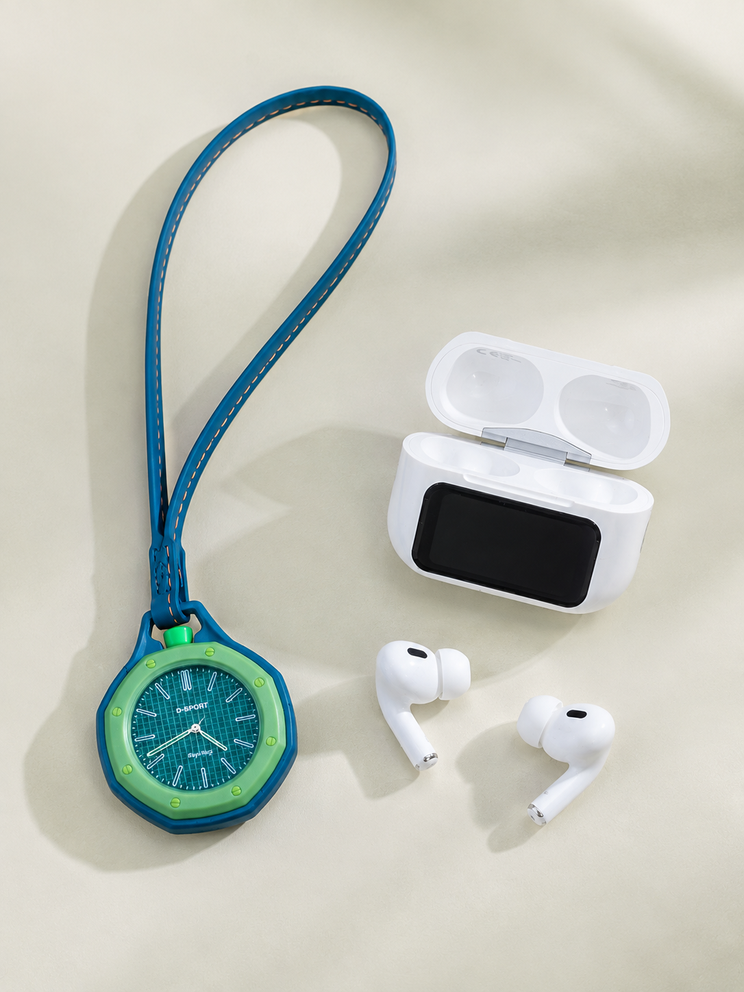 Bluetooth 5.4 Kablosuz Kulaklık Yeşil Askılı Analog Charm Saat İkili Set