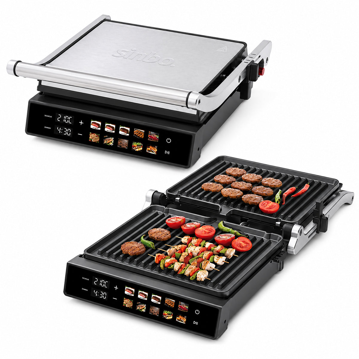 Izgara ve Tost Makinesi 4 Dilim 2000W Yapışmaz Dokunmatik
