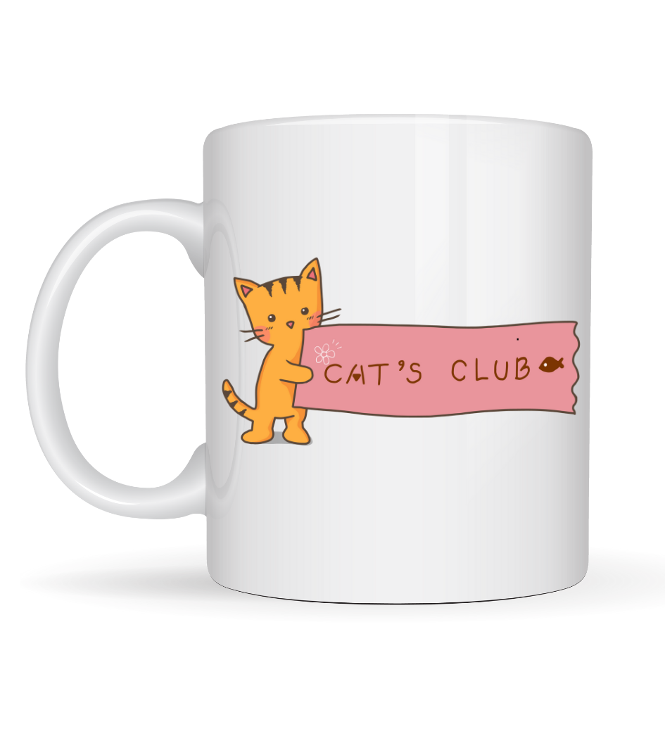 Cat’s Club Kedi Desenli Porselen Kupa MODEL 68 – Sevimli Turuncu Kedi Figürlü, Kahve & Çay Kupası, Kedi Severlere Özel Hediye