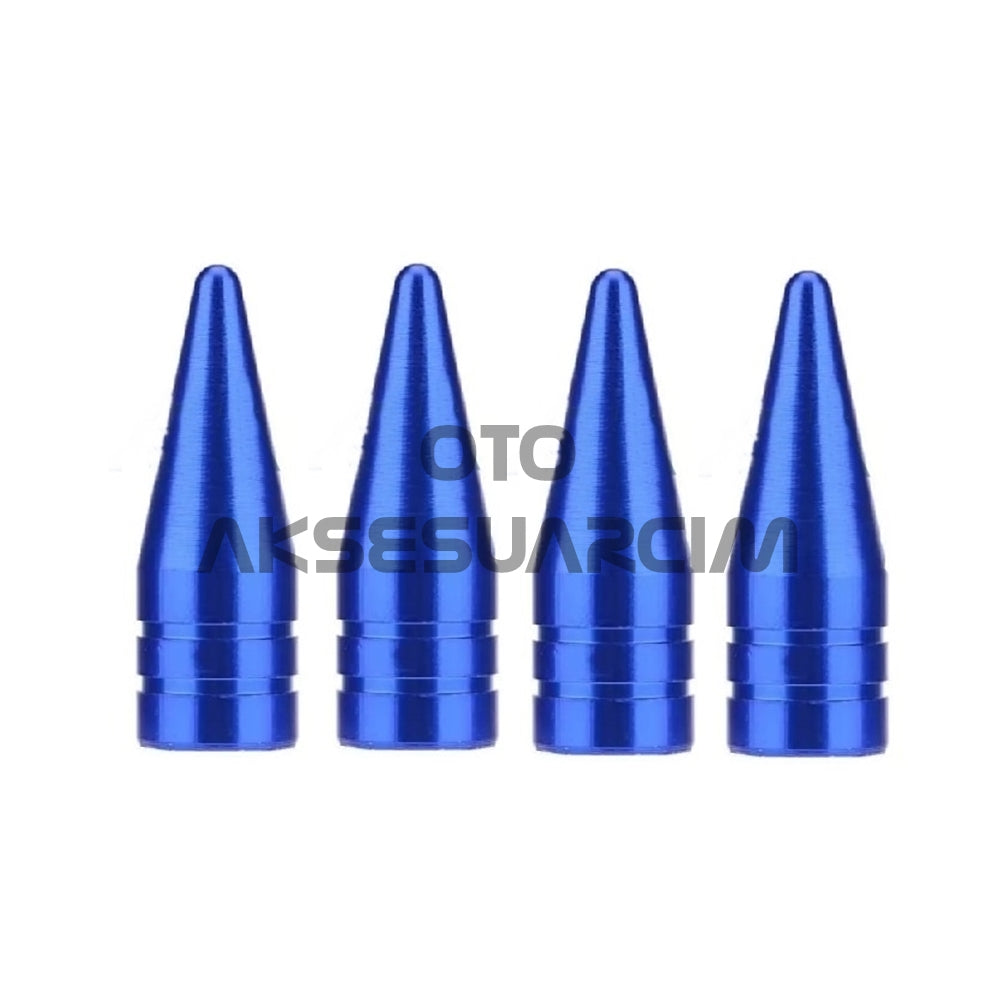 Alüminyum Sivri Sibop Kapağı Mavi 4'lü 32mm