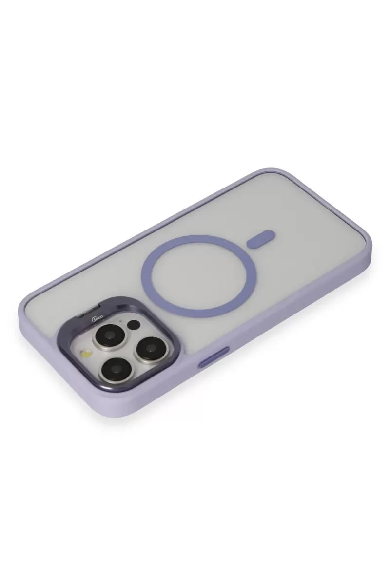 iPhone 15 Pro Max Kılıf Roblox Lens Magsafe Standlı Kapak - Lila