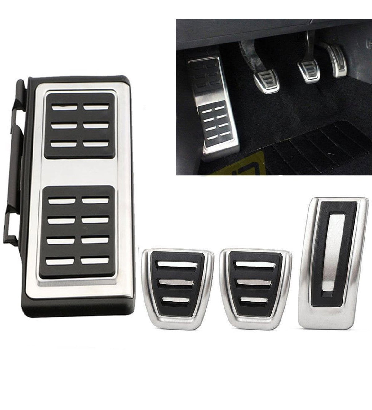VW Golf 7 8 Passat B8 Tiguan 2 Touran 2 T-Roc T-Cross Arteon Polo 5 Uyumlu Geçme Manuel Pedal Seti 4 Parça Siyah Krom