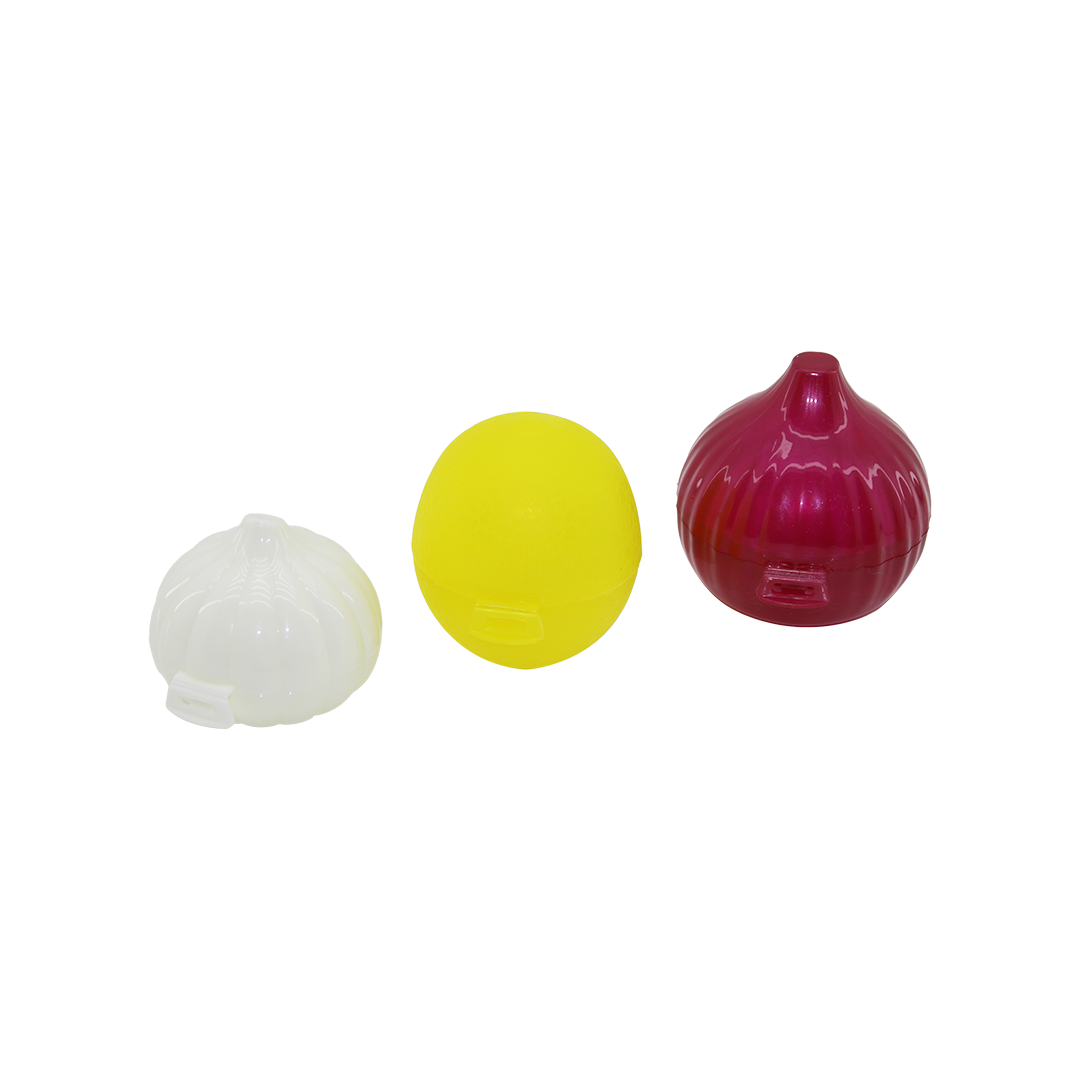 3lü Renkli Plastik Saklama Kutusu - Limon, Soğan, Sarımsak