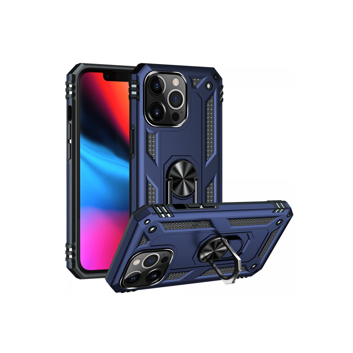 iPhone 14 Pro Kılıf Sofya Yüzüklü Silikon Kapak - Lacivert