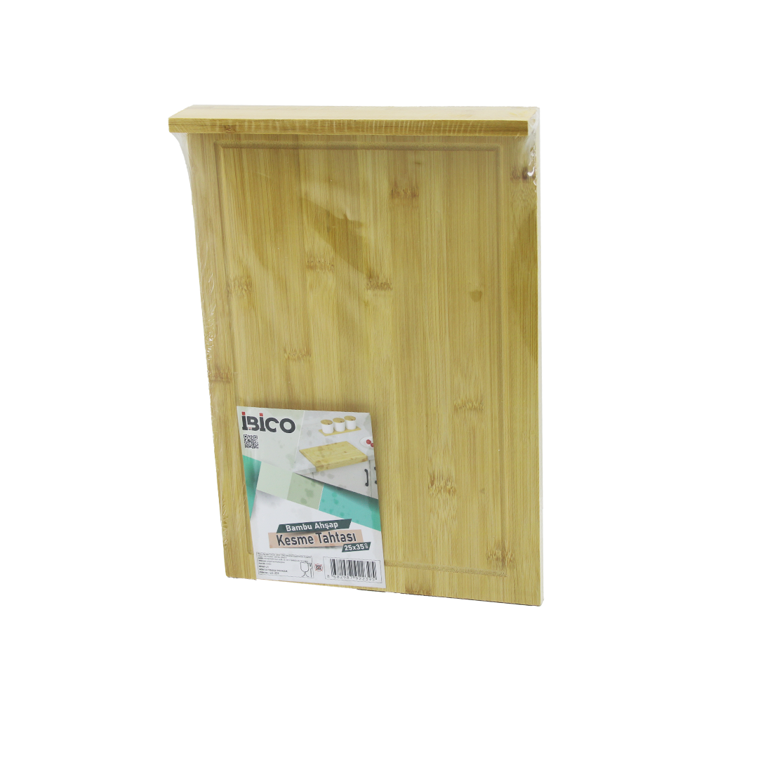 Bambu Kesme Tahtası 25x35 cm (Kanallı, Kenar Destekli)