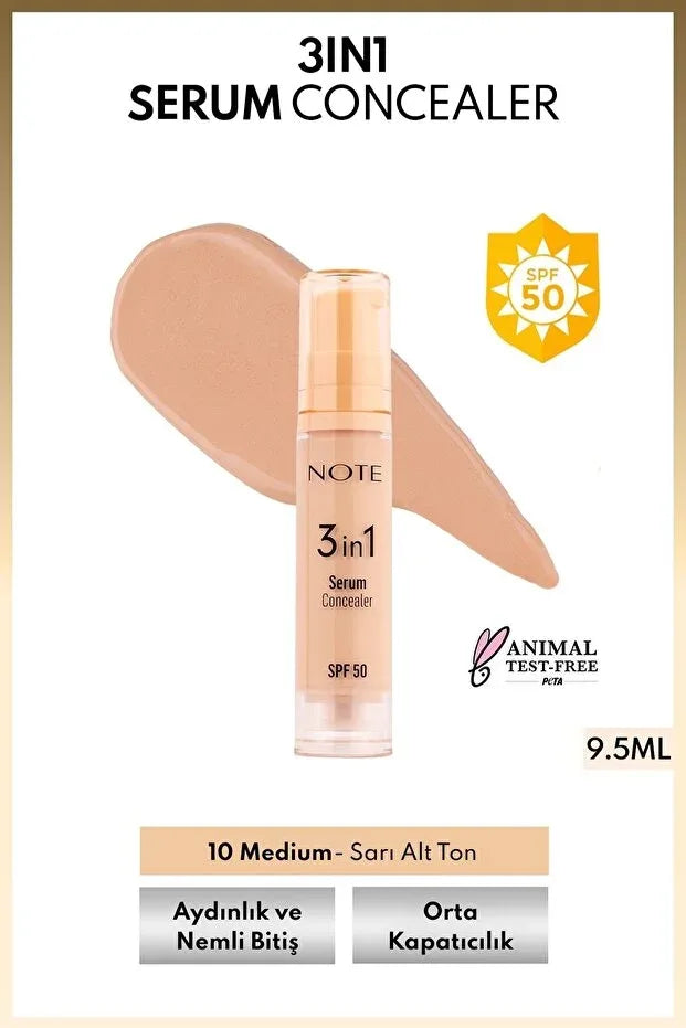 3 in 1 Serum Concealer SPF 50 Kapatıcı - 10 Medium